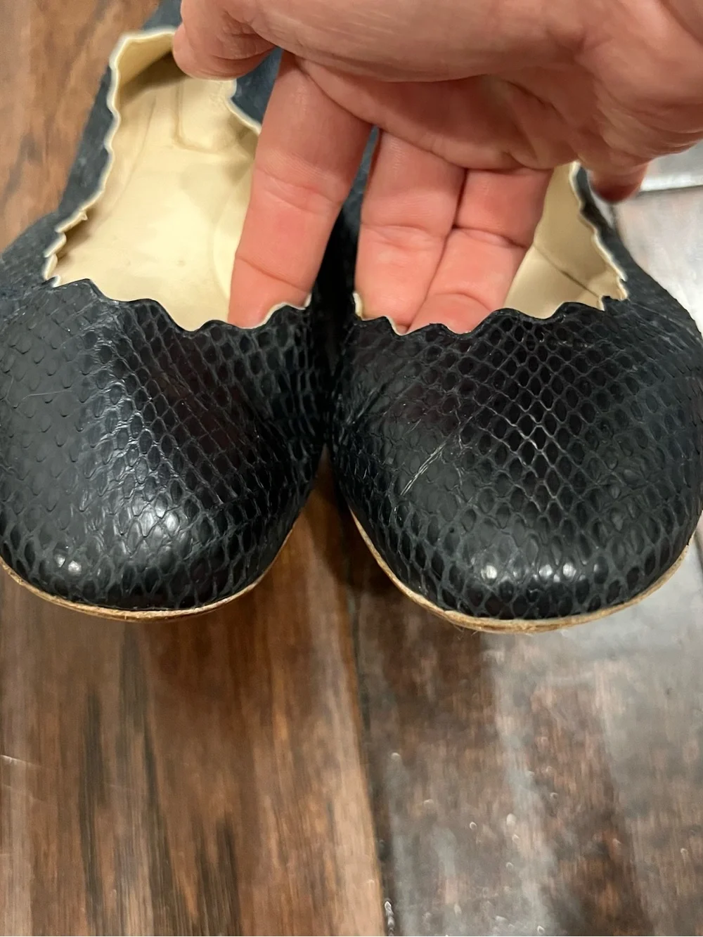 Chloé Lauren Python-Embossed Leather Ballerina Flats
